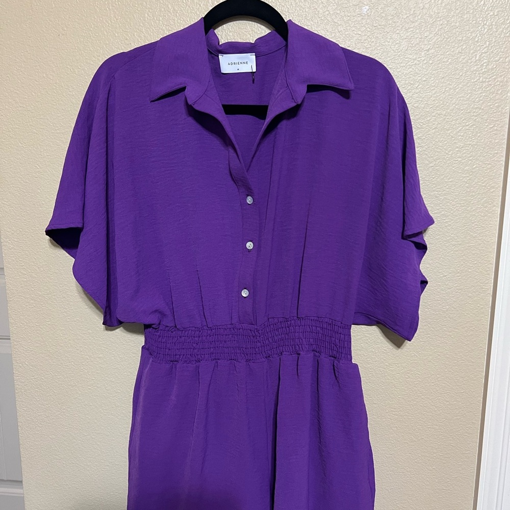 The Impeccable Pig Purple Button-Up Romper